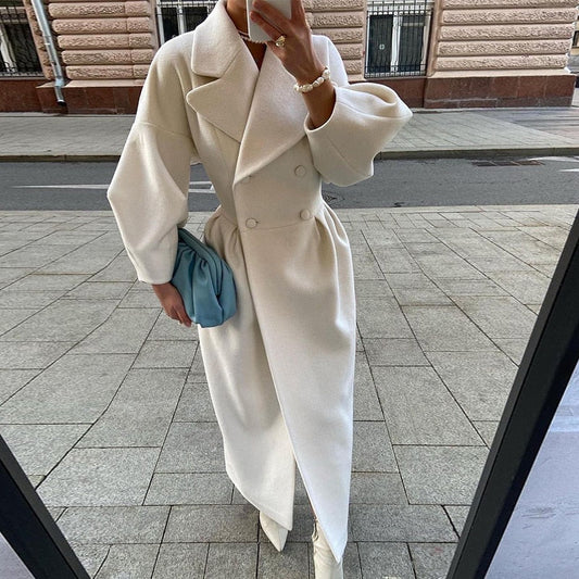 Women's trench coat | Double-breasted with lapels & long fit