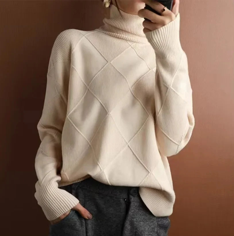Women's Sweater with Diamond Pattern | Long Sleeve