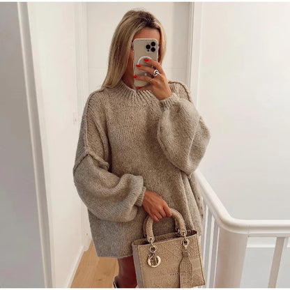 Women's winter pullover with long sleeves | knitted