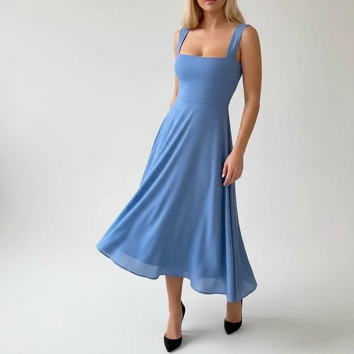 Casual Cap Sleeveless Midi Dress for Ladies