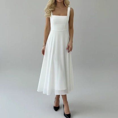 Casual Cap Sleeveless Midi Dress for Ladies - Olytrend