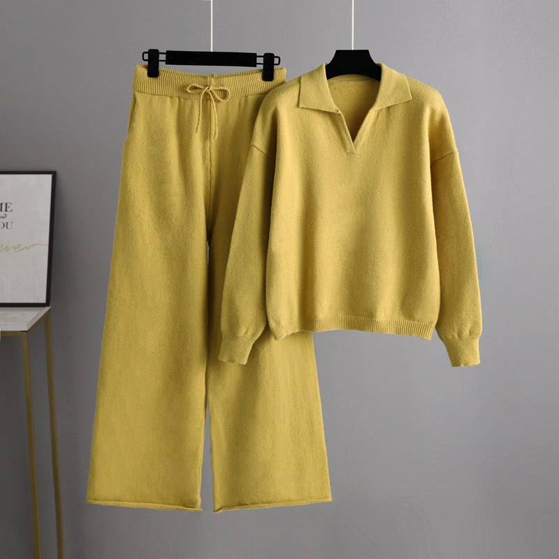 Women's knitted sweater and pants set