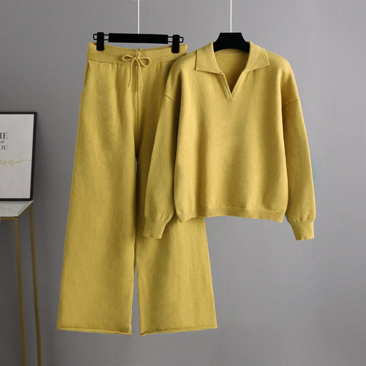 Women's knitted sweater and pants set