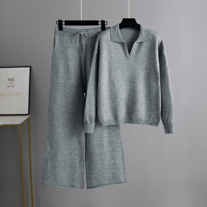 Women's knitted sweater and pants set