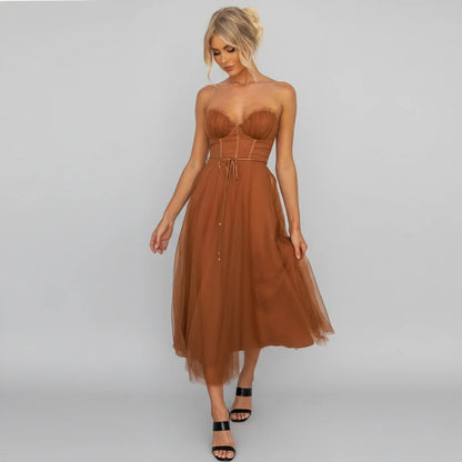 Casual Cross Strap Knee Length Summer Dress