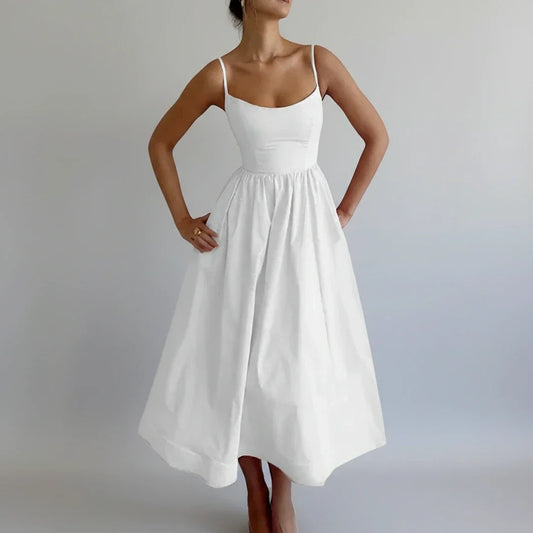 Casual V-Neck Waist Dress for Women - Olytrend
