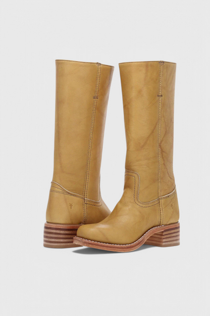 Women's Knee High Boots with Stacked Heel and Classic Round Toe