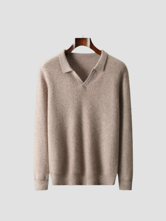 Women's knitted sweater with polo collar