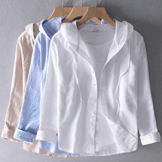 Women's Cotton Blouse with Hood – Classic, Light & Versatile