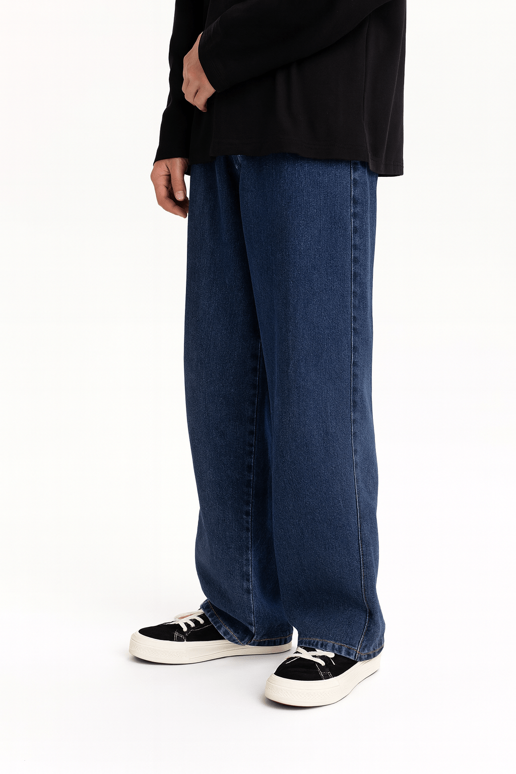 Wide cut pants with subtle washed look