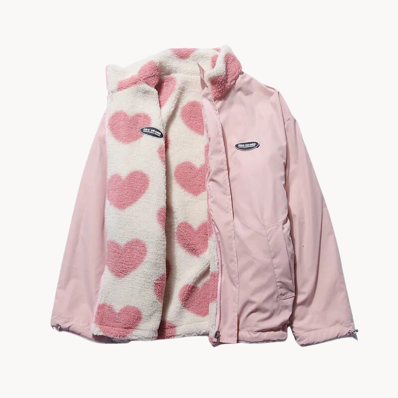 Women's Alice Coat: Romantic Double-Sided Heart Design