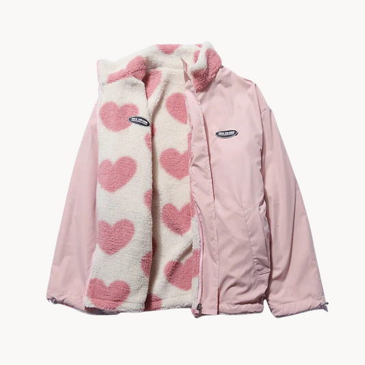 Women's Alice Coat: Romantic Double-Sided Heart Design