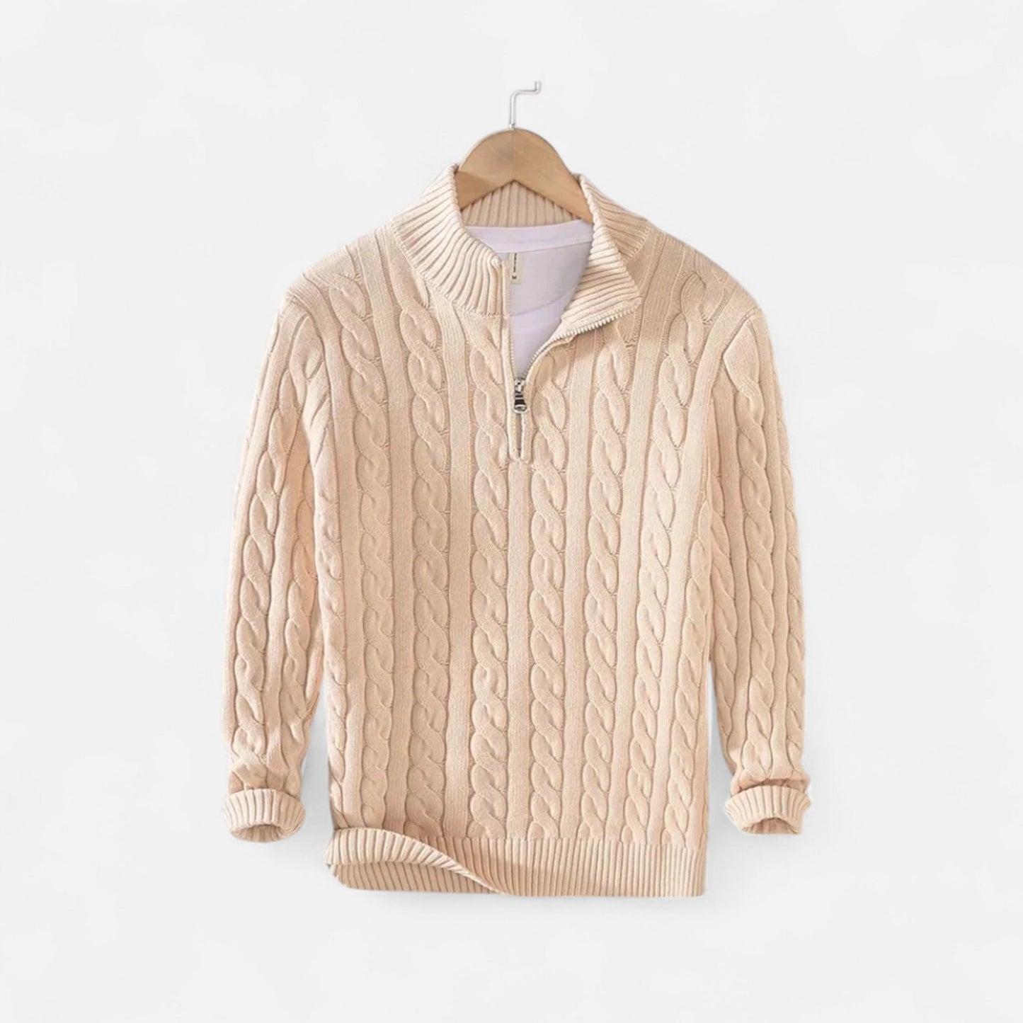 Ancient World | Men's High Collar Sweater Winter Cotton Cable Knit