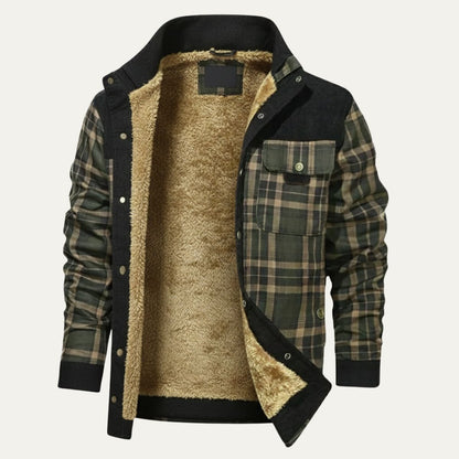 Warm Plaid Check Men's Winter Coat