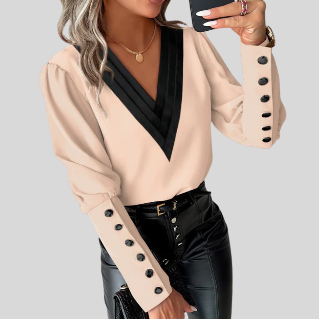Women's Classic Relaxed Fit Blouse with Flared Sleeves