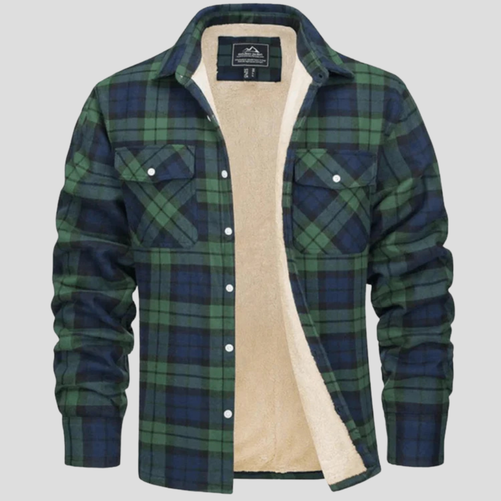 Warm Plaid Coat with Fleece Inside