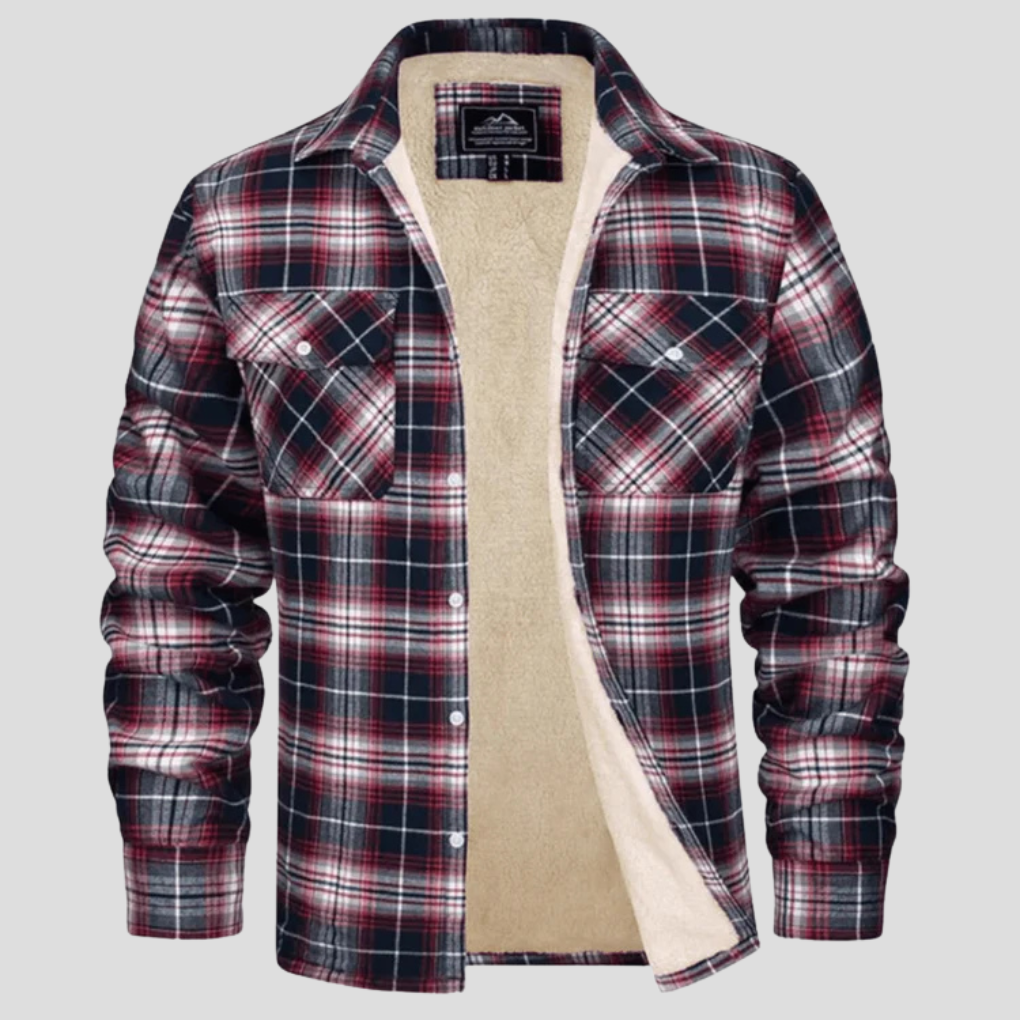 Warm Plaid Coat with Fleece Inside