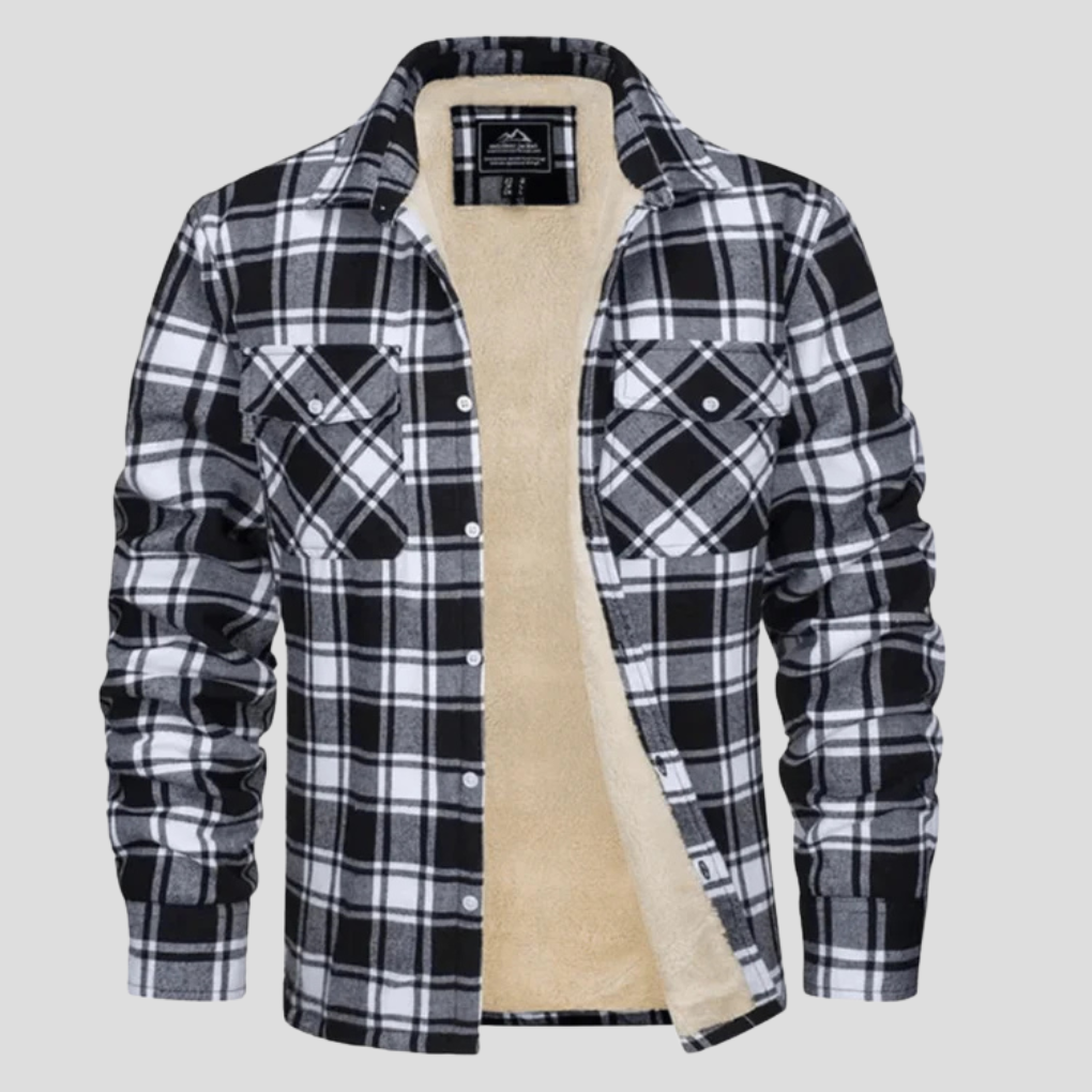 Warm Plaid Coat with Fleece Interior