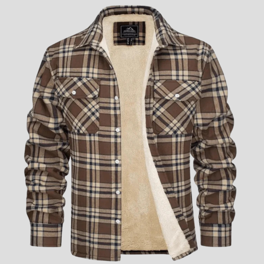 Warm Plaid Coat with Fleece Inside