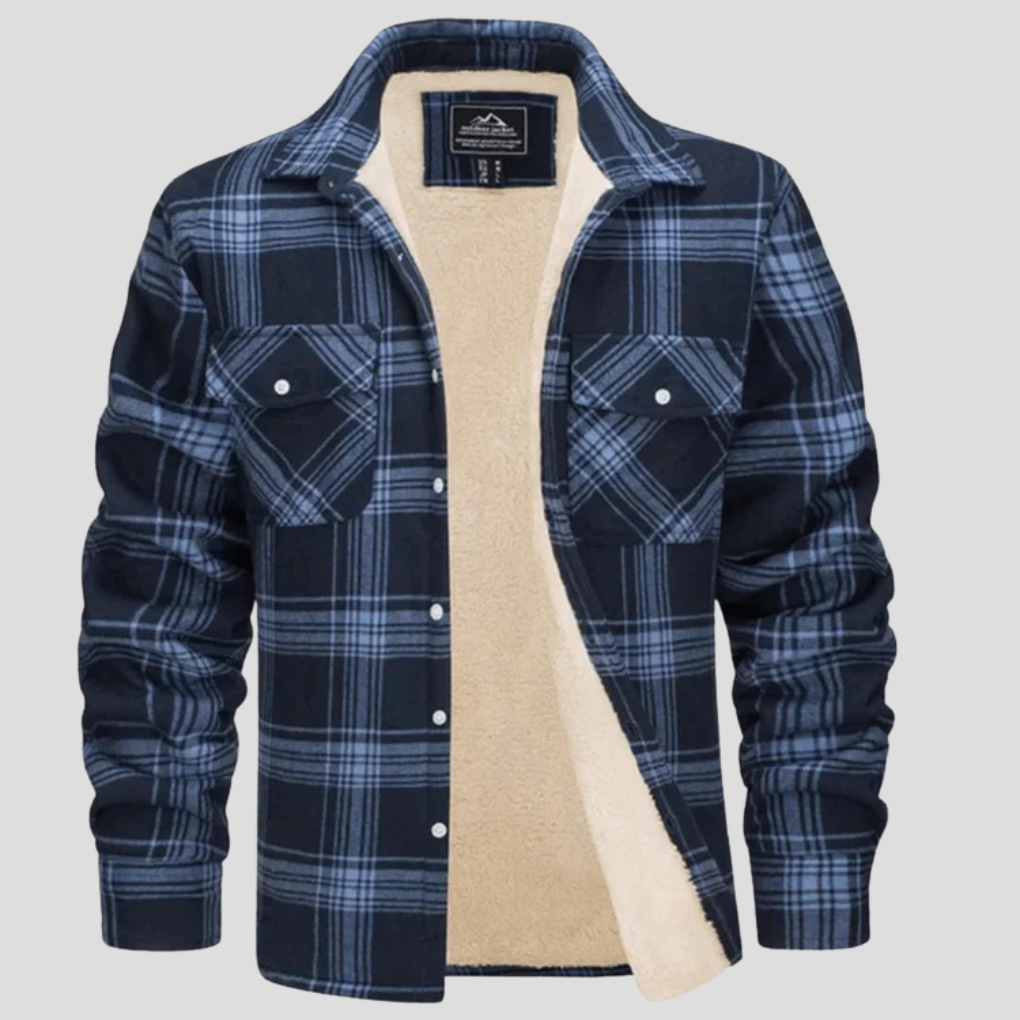 Warm Plaid Coat with Fleece Inside