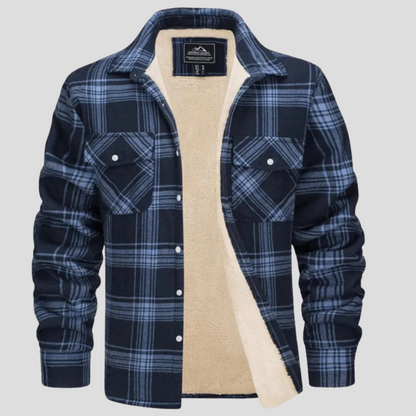 Warm Plaid Coat with Fleece Inside