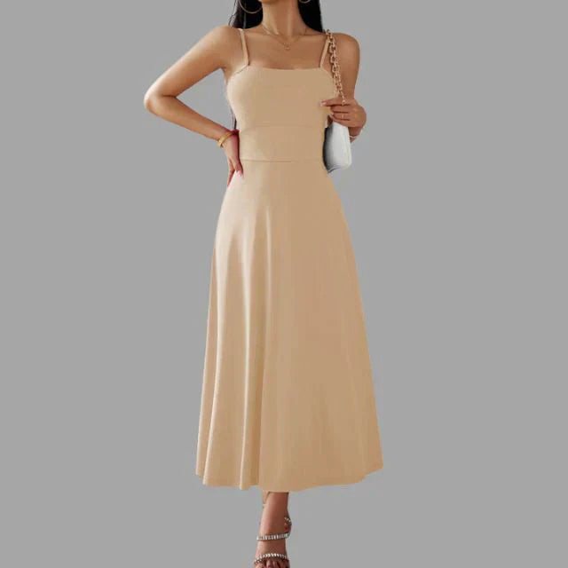 Beige midi swing dress in Julia style