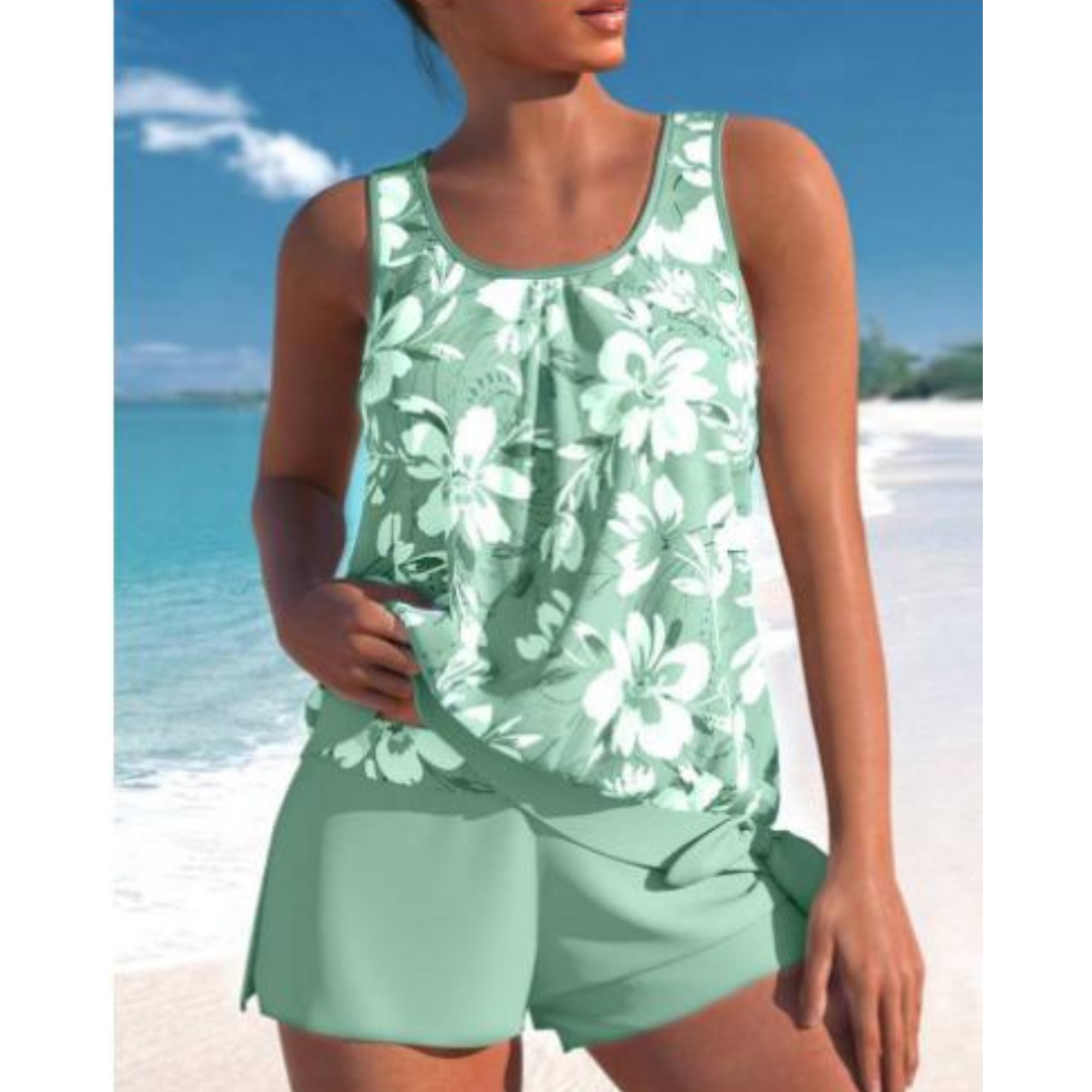 Women's Adalina Two-Tone Floral Tankini Set