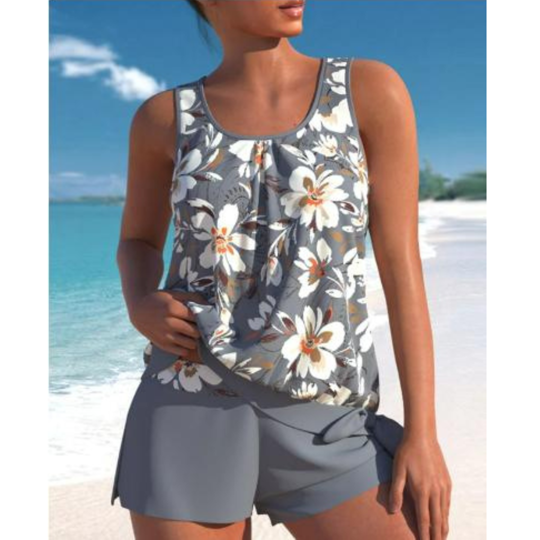 Women's Adalina Two-Tone Floral Tankini Set