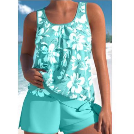 Women's Adalina Two-Tone Floral Tankini Set