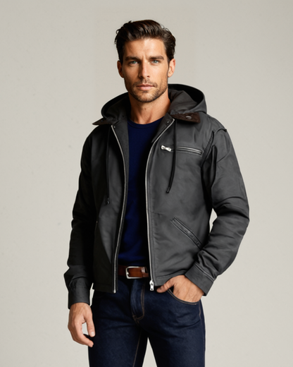 Warm Fleece Lined Mens Hooded Winter Coat