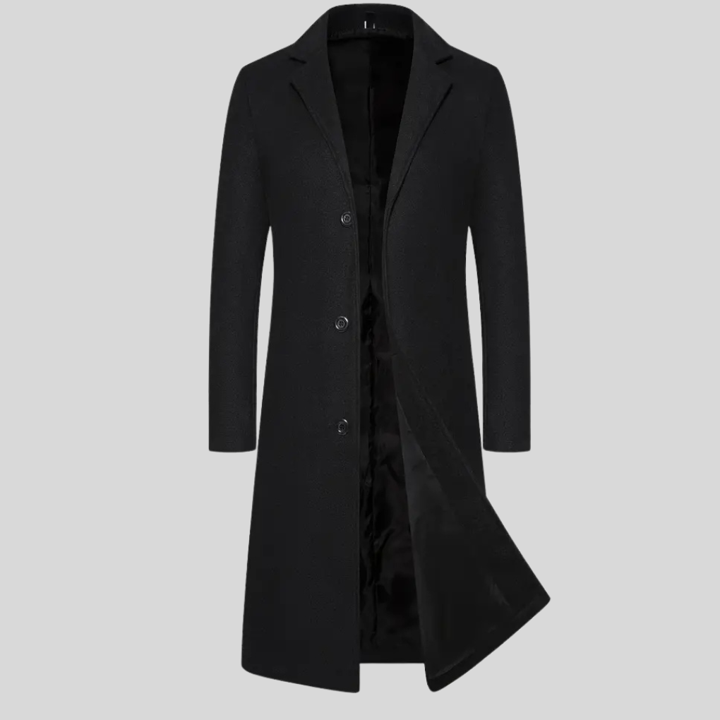 Warm Waterproof Men's Coat - Classic Long Trench Jacket - Olytrend