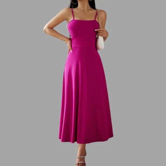 Beige midi swing dress in Julia style