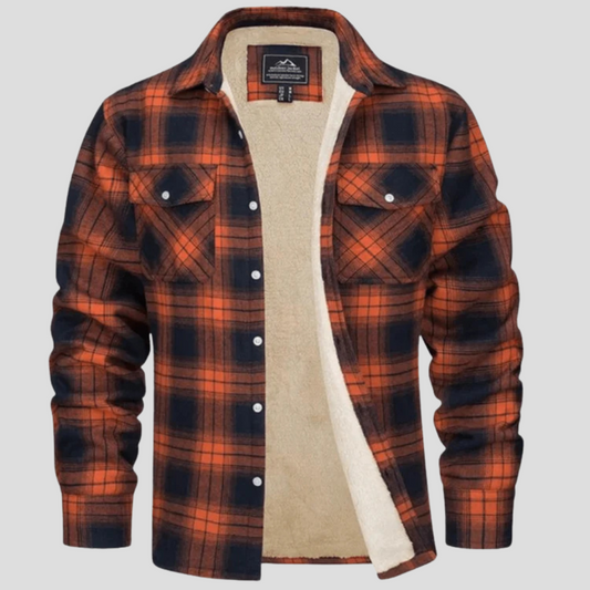 Warm Plaid Coat with Fleece Inside - Olytrend