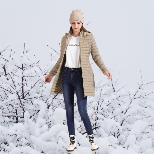 Alisz - The new ultralight, durable, long, and warm hooded parka jacket