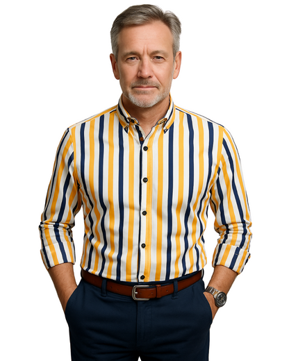 Casual Breton Style Cotton Shirt