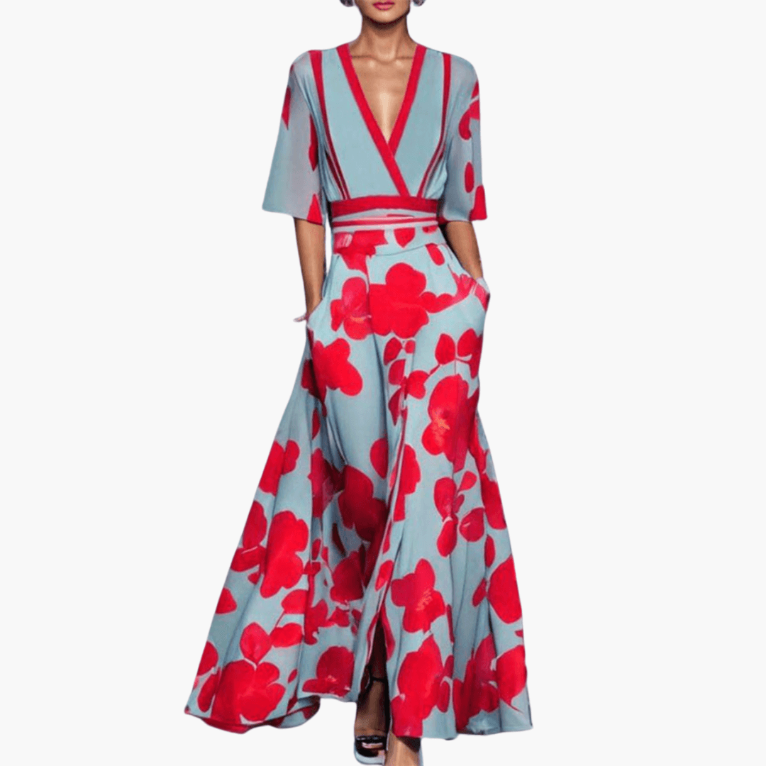 Beautiful V-Neck Maxi Dress for Women - Olytrend
