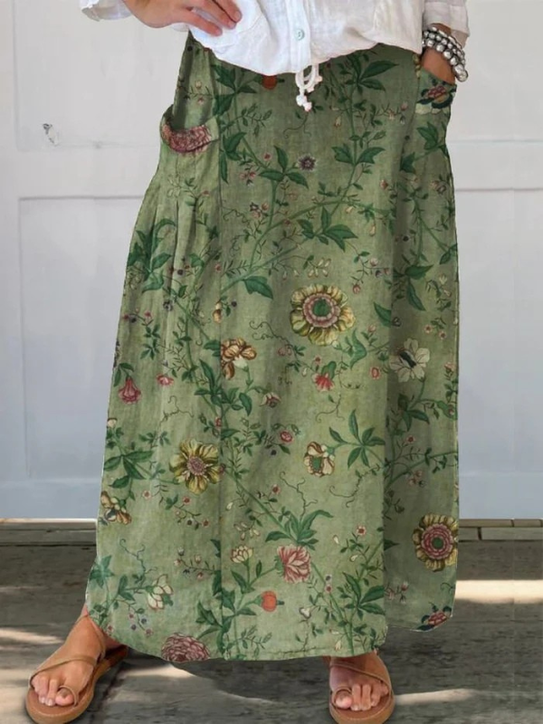 Vintage Style Graphic Pocket Skirt - Olytrend