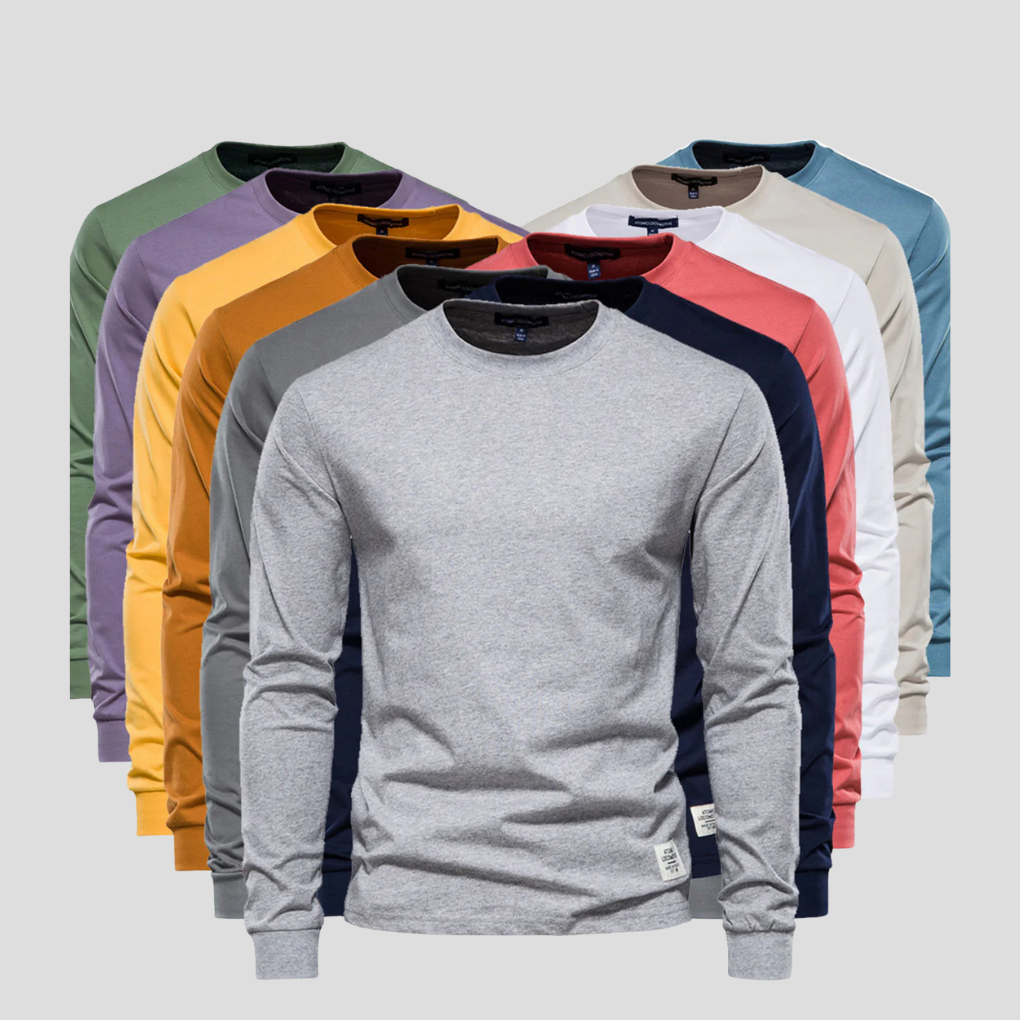 Casual Crew Neck Men's Long Sleeve Tee - Olytrend
