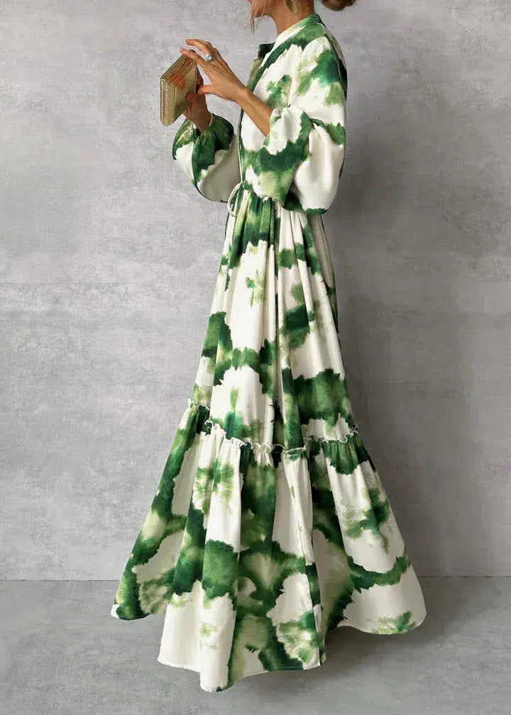 Bea | Elegant Maxi Dress with V-Neck for Women, Long Sleeves