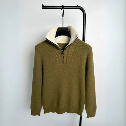 Women's knitted sweater with contrast collar