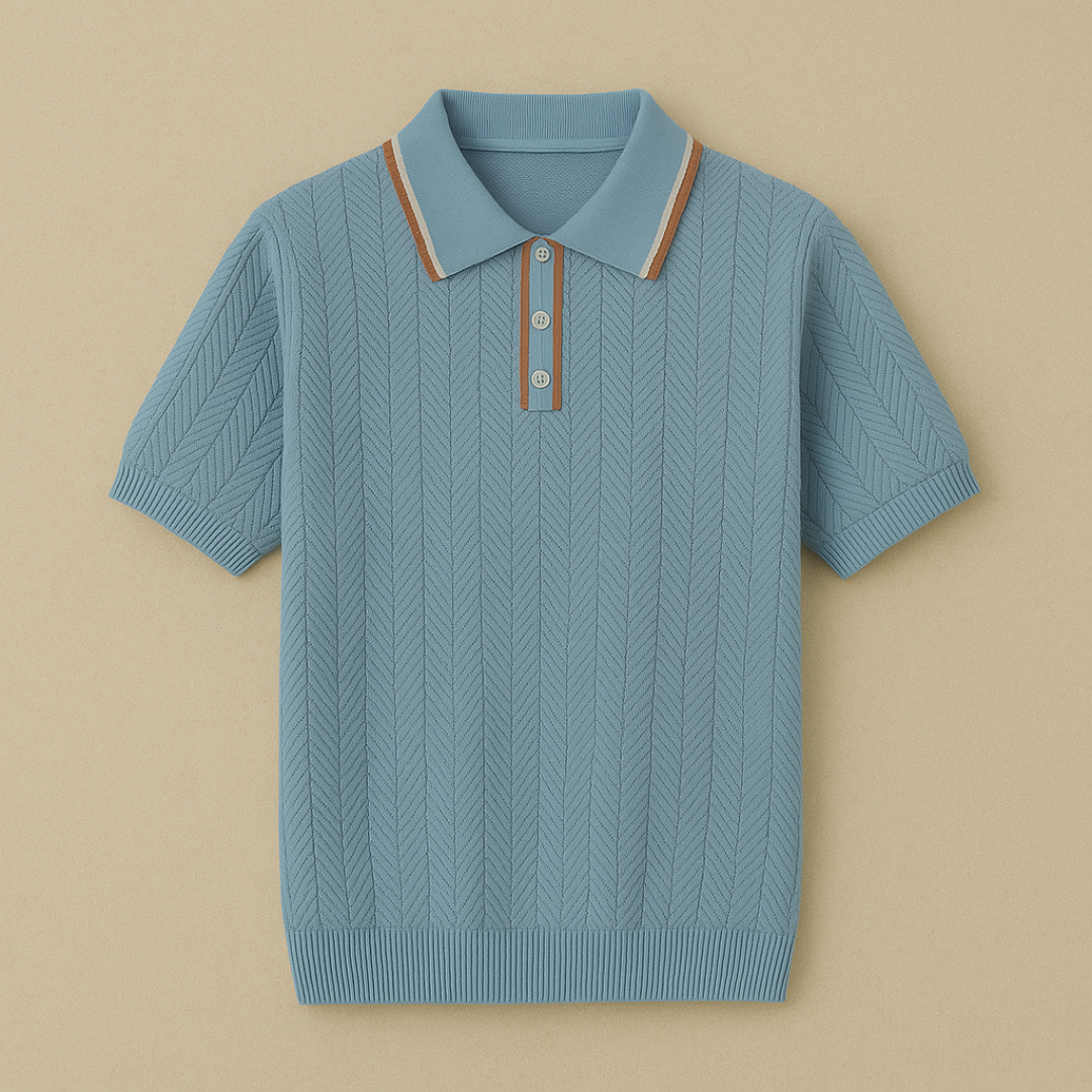 Vintage-inspired knit polo shirt