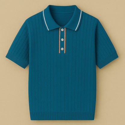 Vintage-inspired knit polo shirt