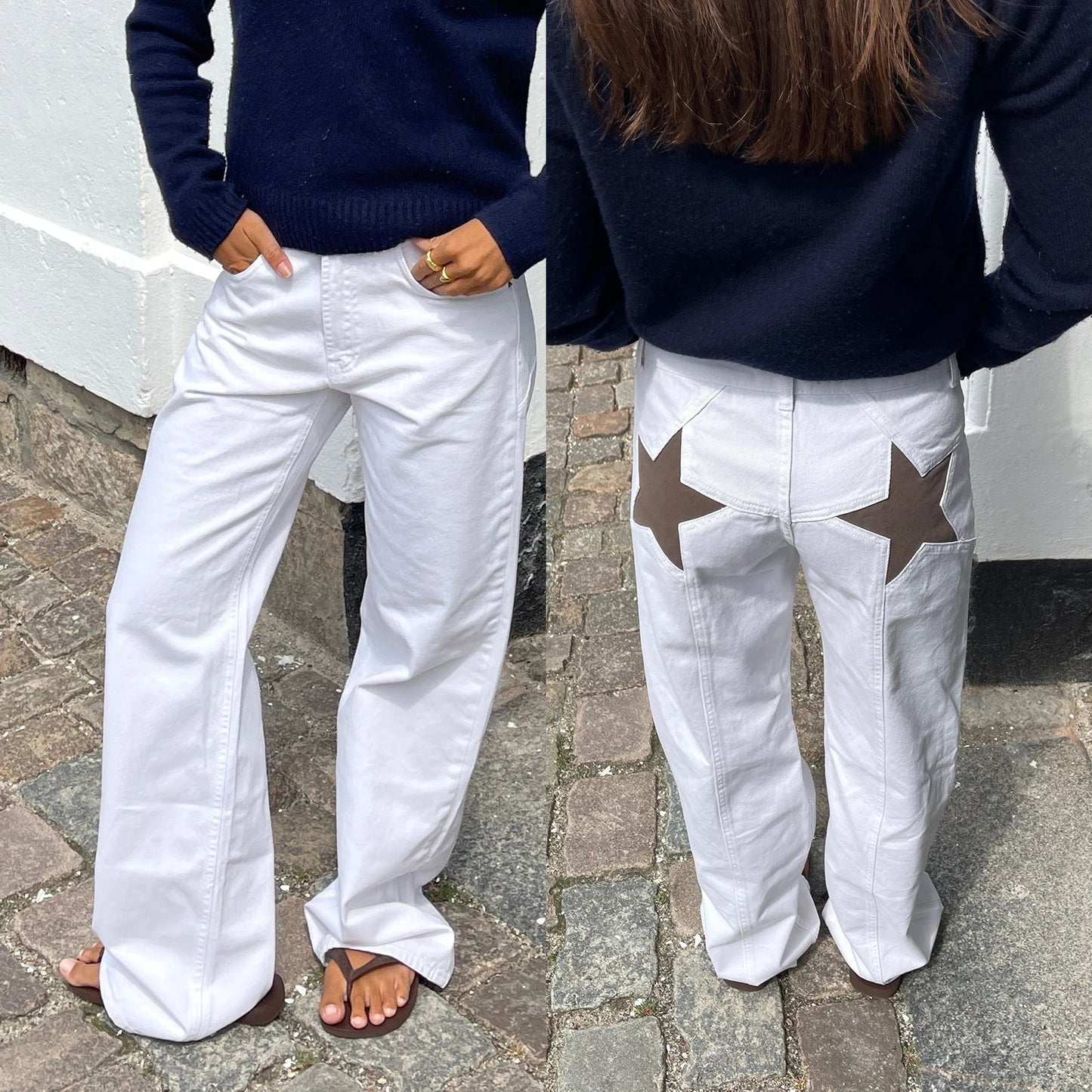 Vintage women's jeans with star pattern