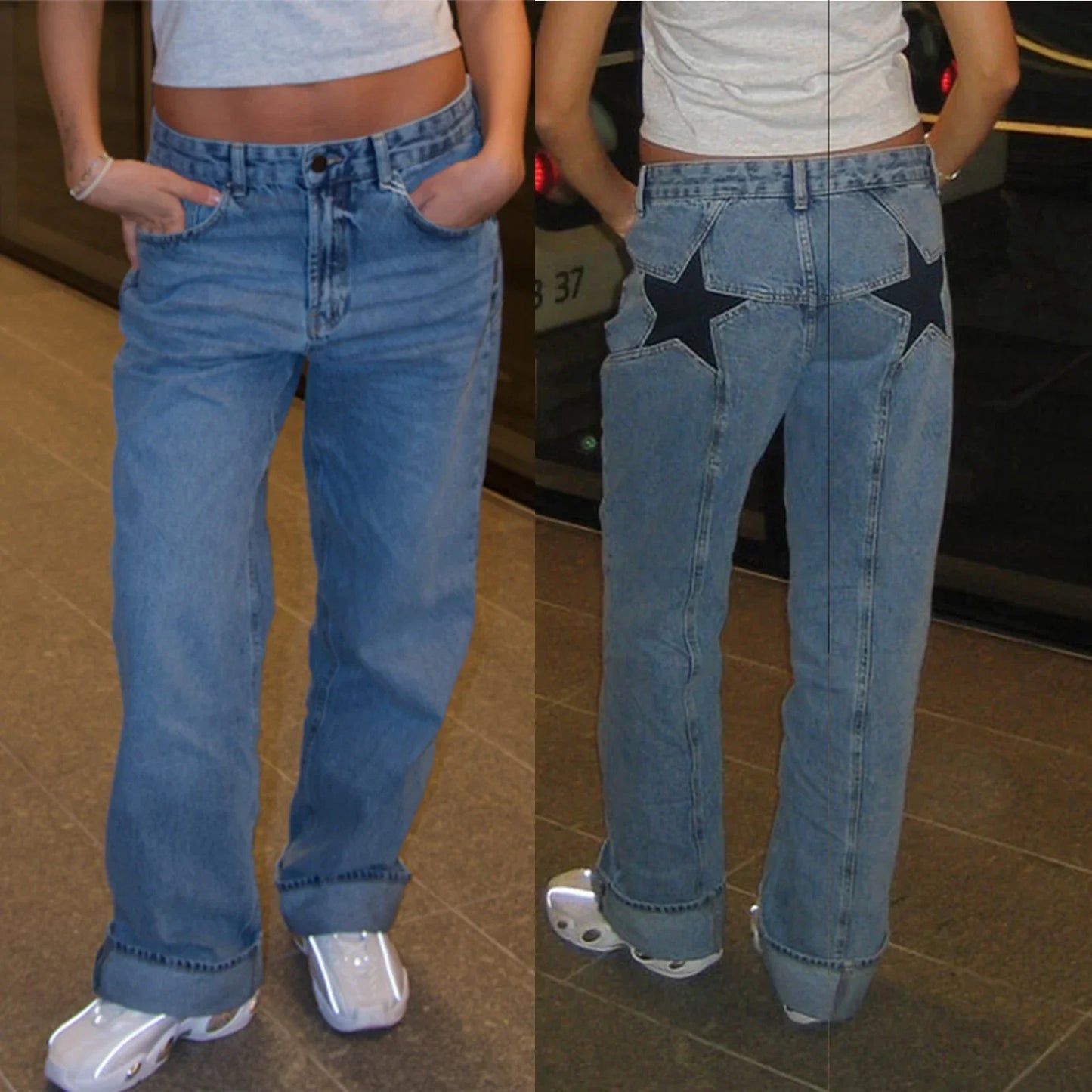 Vintage women's jeans with star pattern