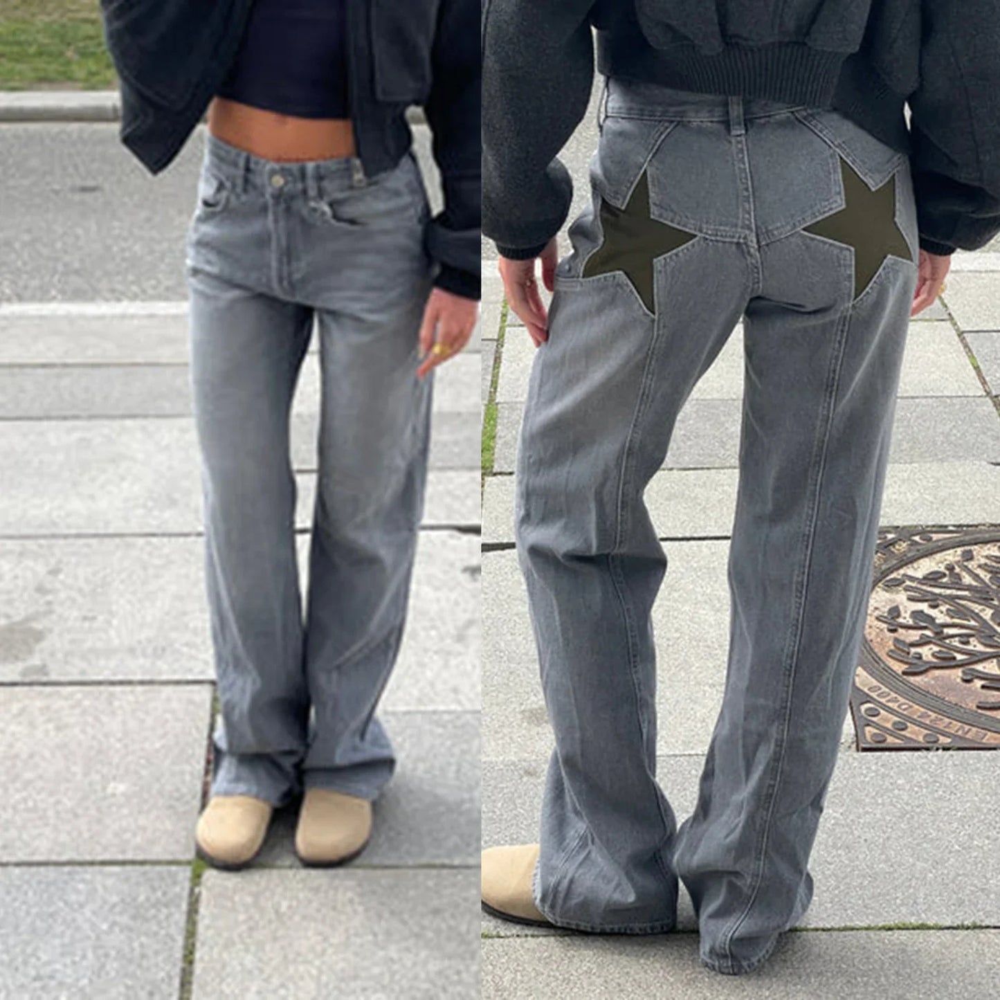 Vintage women's jeans with star pattern