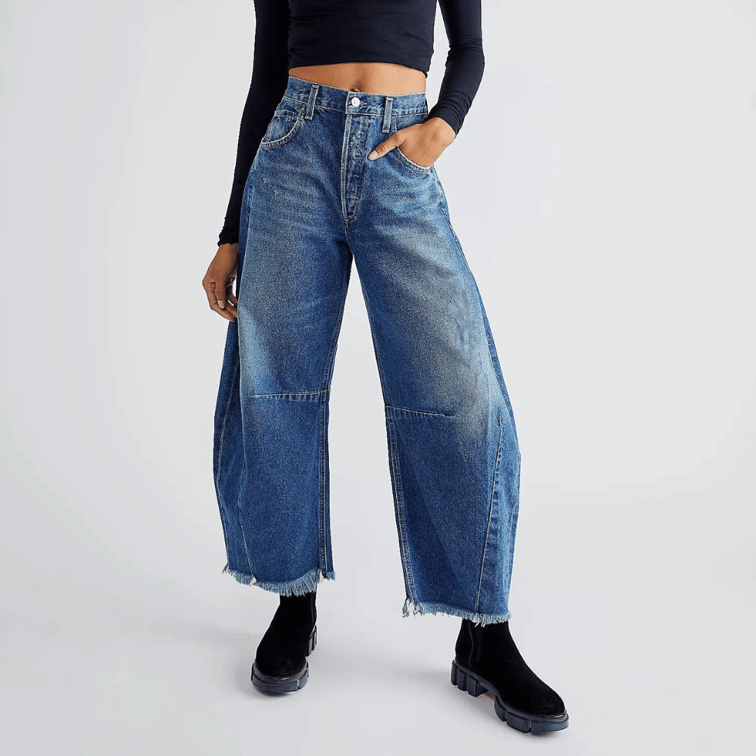 Vintage Wide Denim Jeans Women with High Waist
