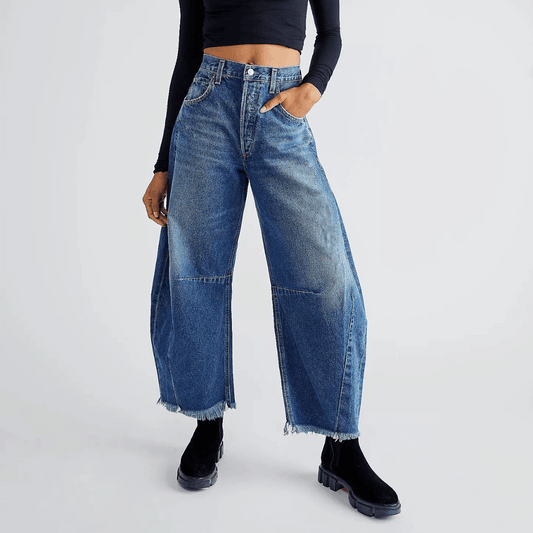 Vintage Wide Denim Jeans Women with High Waist