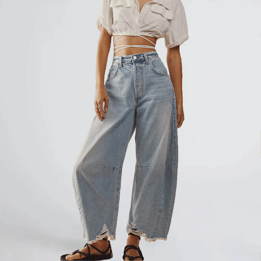 Vintage Wide Denim Jeans Women with High Waist