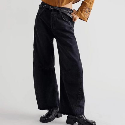 Vintage Wide Denim Jeans Women with High Waist