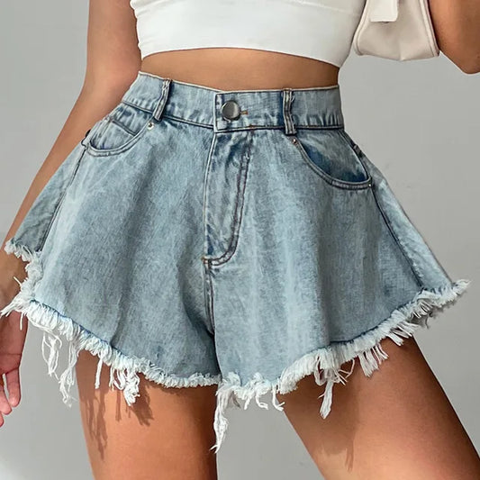 Wide-leg denim summer shorts - Nina